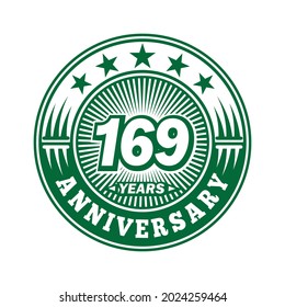 169 years anniversary. Anniversary logo design. Vector and illustration.