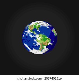 16-bit earth pixel image. the world in vector illustrations. globe in pixel art