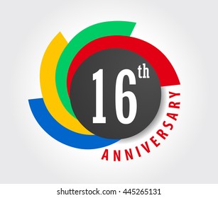 16h Anniversary celebration background, 16 years anniversary card illustration - vector eps10