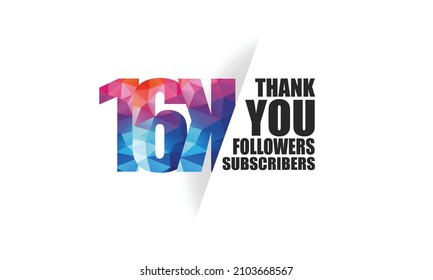 16K, 16.000 followers, subscribers design for internet, social media, anniversary and celebration achievement-vector