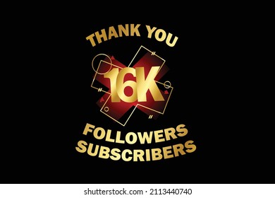16K, 16.000 Followers, Subscribers, Thank you for Social Media, Internet - Vector