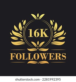 16K Followers celebration design. Luxurious 16K Followers logo for social media followers