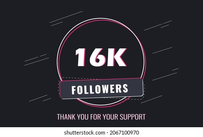 16K Followers, Thank you Followers Banner, card, vector illustration design
