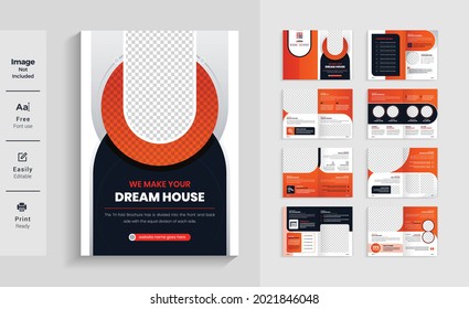 16pages colorful Realestate brochure design template. creative and modern layout vector