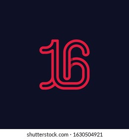 16/Sixteen Outline Numeric Abstract Creative Monogram Business Logo