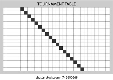 16-TEAM results table template. Summary tournament table. Vector illustration