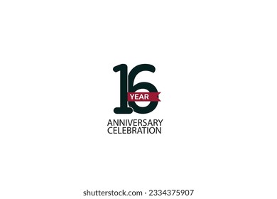 16th, 16 years, 16 year anniversary celebration dark green Line. logotype isolated on White background for celebration, invitation card, and greeting card-Vector