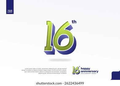 16th Anniversary 3D Number with Silver Jubilee Design in Pear Green and Violet Blue
