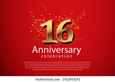 16th anniversary background with 3D number illustration