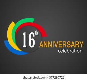 16th Anniversary celebration background, 16 years anniversary card illustration - vector eps10