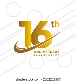 16th anniversary celebration, golden anniversary celebration logo type isolated on white background, vector illustration