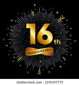 16th anniversary celebration logotype. Golden anniversary celebration template design, Vector illustrations.