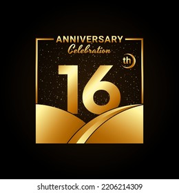 16th anniversary, Anniversary Celebration template design. Logo vector illustration