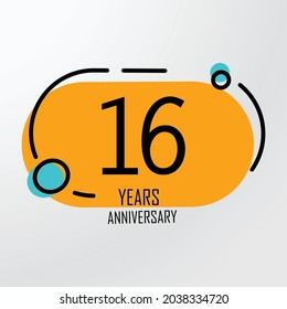 16th anniversary event party. Vector illustration. numbers template for Celebrating.