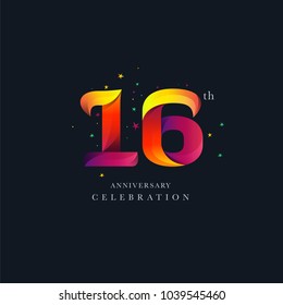 16th Anniversary Logo Design, Number 16 Icon Vector Template.


