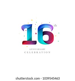 16th Anniversary Logo Design, Number 16 Icon Vector Template.


