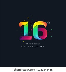 16th Anniversary Logo Design, Number 16 Icon Vector Template.


