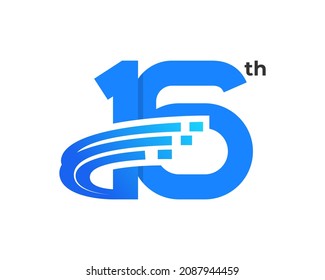 Logo del 16 aniversario. El número de celebración o evento de estilo futurista