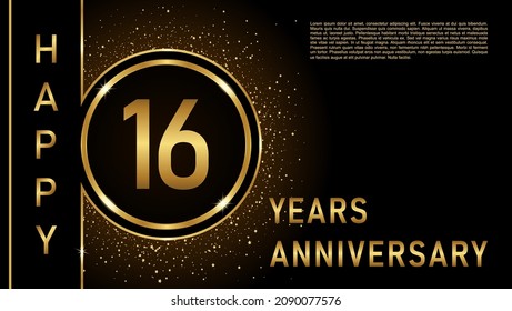 16. Jubiläum Logo Vorlage Vector Design Geburtstagsfeier, Goldenes Jubiläum Emblem mit Ring. Design für Broschüren, Broschüren, Poster, Web, Einladung oder Grußkarte.