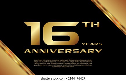 16. Jubiläumslogotype. Jubiläum-Template-Design für Broschüren, Broschüren, Magazine, Broschüren, Banner, Web, Einladung oder Grußkarte. Vektorgrafiken.