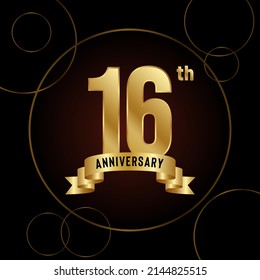 16th Anniversary logotype. Anniversary celebration template design for booklet, leaflet, magazine, brochure poster, banner, web, invitation or greeting card. Vector illustrations.