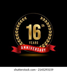 16th Anniversary logotype. Anniversary celebration template design for booklet, leaflet, magazine, brochure poster, banner, web, invitation or greeting card. Vector illustrations.