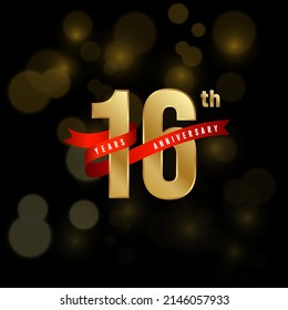 16th Anniversary logotype. Anniversary celebration template design for booklet, leaflet, magazine, brochure poster, banner, web, invitation or greeting card. Vector illustrations.