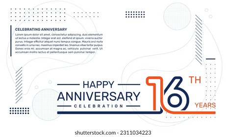 16th anniversary template design with abstract background, vector template