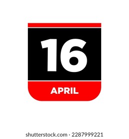 16th April calendar page icon. 16 Apr day.