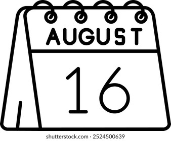 16th of August Line vector Icon Design