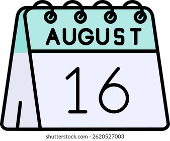 16th of August Line vector Icon Design