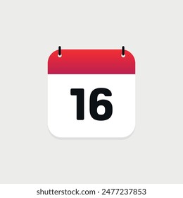 16th day of the month calendar. Vector icon