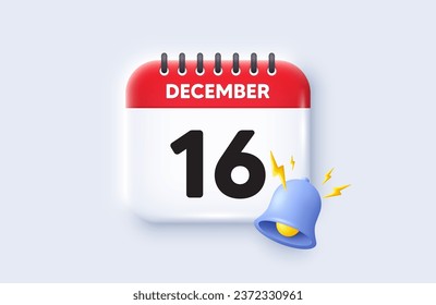 16th day of the month icon. Calendar date 3d icon. Event schedule date. Meeting appointment time. 16th day of December month. Calendar event reminder date. Vector