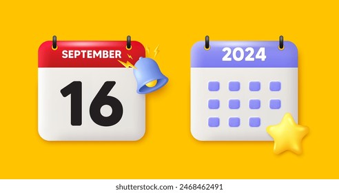 16th day of the month icon. Calendar date 3d icon. Event schedule date. Meeting appointment time. 16th day of September month. Calendar event reminder date. Vector