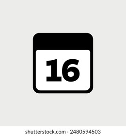 16th day of the month, minimalist calendar. Vector icon