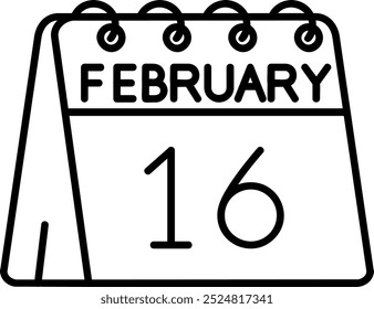 16th of February Line vector Icon Design