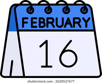 16th of February Line vector Icon Design