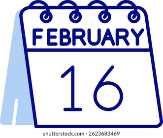 16th of February Line vector Icon Design