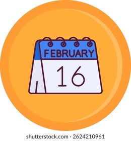 16th of February Line vector Icon Design
