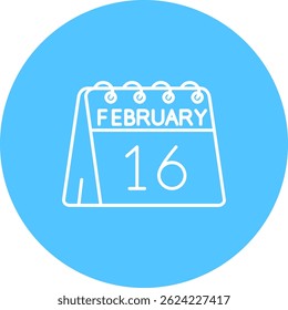 16th of February Line vector Icon Design