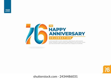 16th happy anniversary celebration with orange and turquoise gradations on white background.