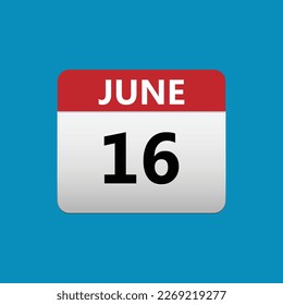16th June calendar icon. June 16 calendar Date Month icon