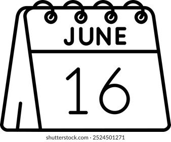 16th of June Line vector Icon Design