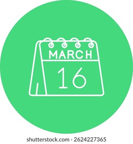 16th of March Line vector Icon Design
