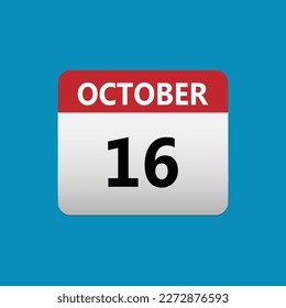 16th October calendar icon. October 16 calendar Date Month icon. Isolated on blue background