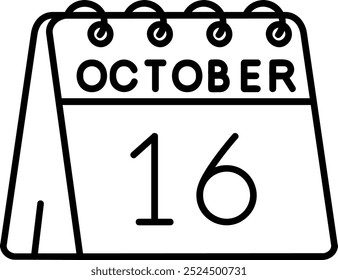 16th of October Line vector Icon Design