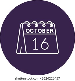 16th of October Line vector Icon Design