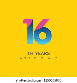 16th Year Anniversary Vector Template Design Illustration.