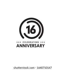 16th year celebrating anniversary emblem logo design vector template