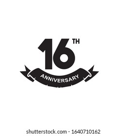 16th year celebrating anniversary emblem logo design vector template